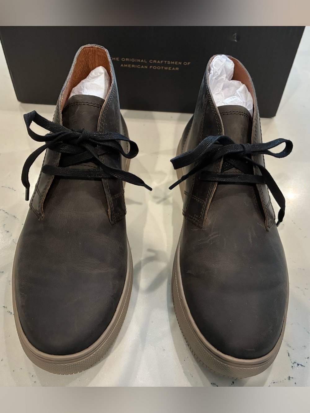 New Men's Antiqued Black Leather Astor Chukka Sneakers Size 8.5